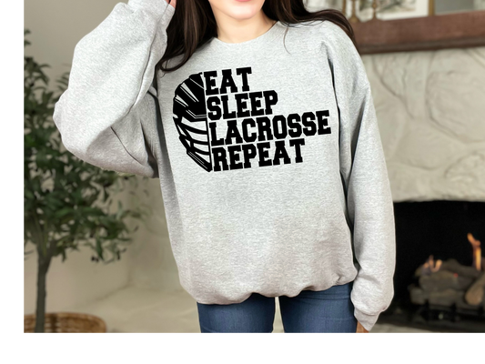 Eat Sleep Lacrosse Repeat Crewneck