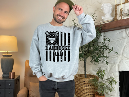 Lacrosse Dad American Flag Crewneck