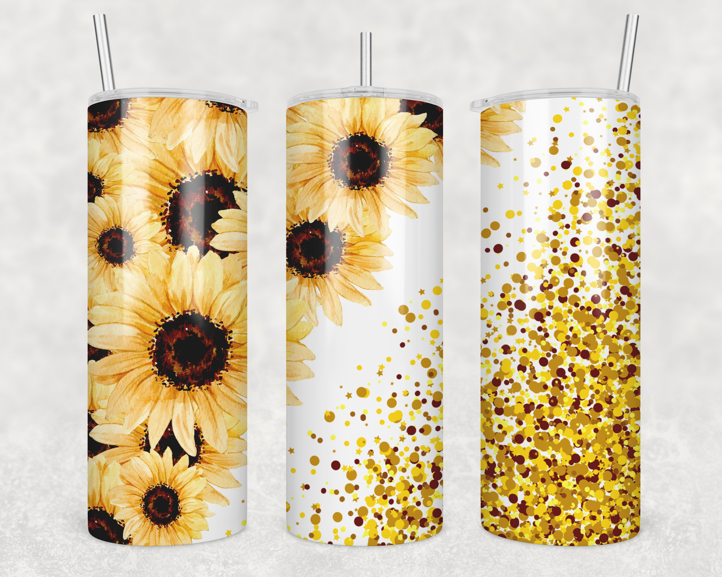 Sunflower and Glitter Tumbler